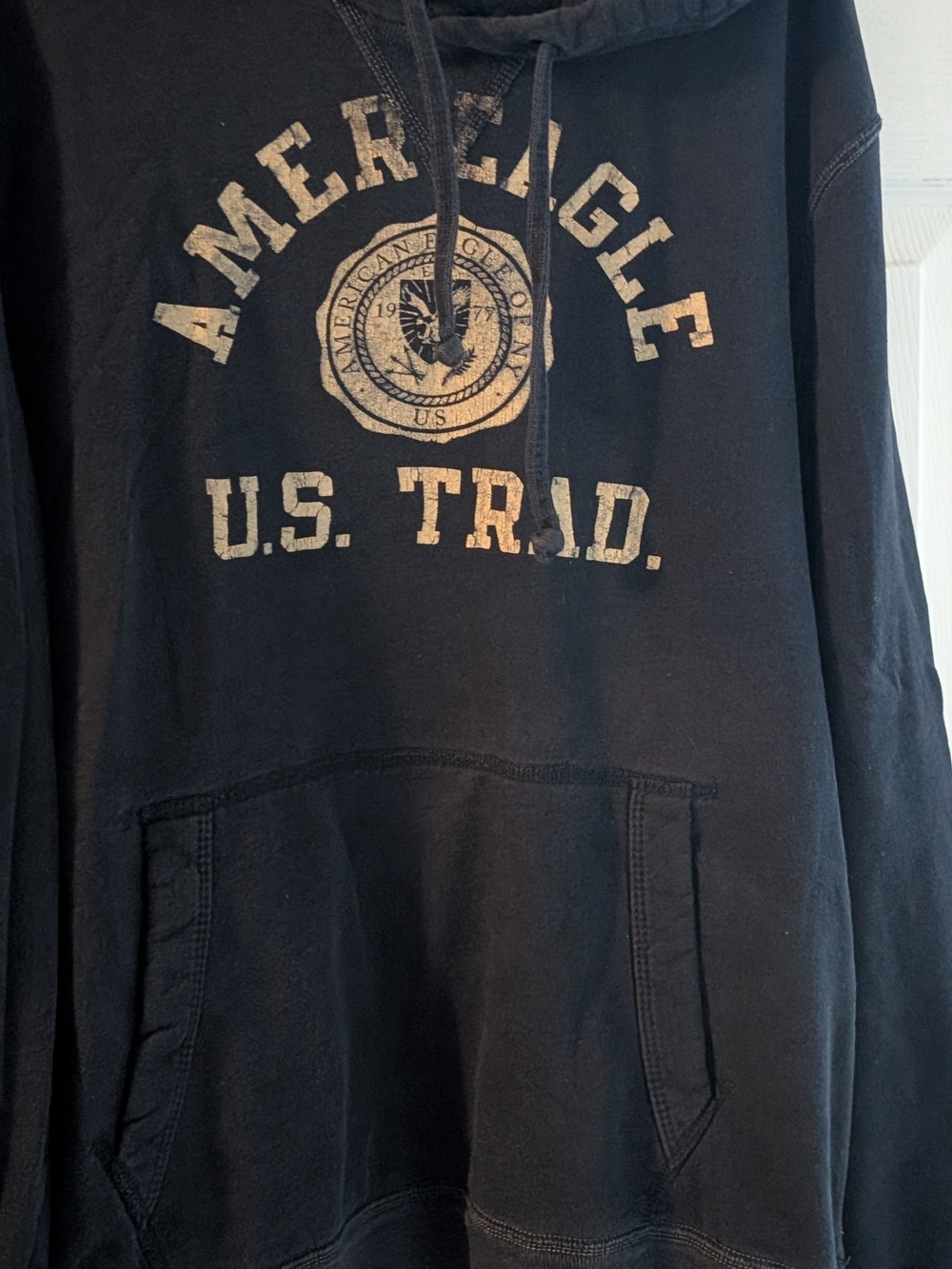 American Eagle Outfitters Black Graphic Pullover Hoodie - U.S. Trad.